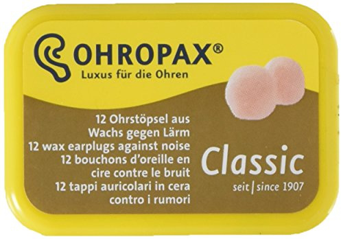Ohropax wiederverwendbar Wachs/Baumwolle Ear Plugs – 12 Zählen mit Klar Tragetasche