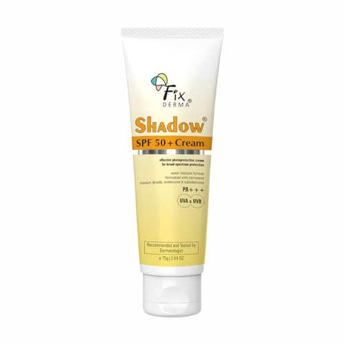 Fixderma Shadow SPF 50+ Cream Sunscreen for Face - Dermatologist Tested Moisturiser for Men, Water Resistant, 2.64 OZ