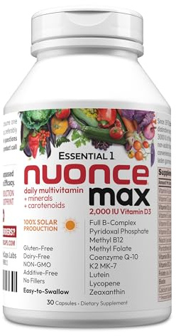 ANDREW LESSMAN Essential-1 Multivitamin 2000 IU Vitamin D3 30 Small Capsules - 100 mcg Methyl B12. CoQ10 Lutein Lycopene Zeaxanthin. High Potency. No Additives. Ultra-Mild. One Daily Capsule
