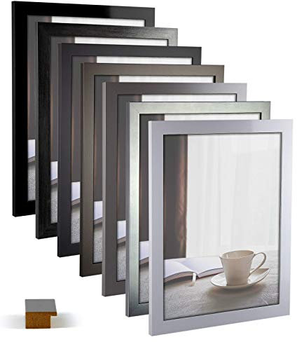 myposterframe Bilderrahmen Juno Dezent 34,5 x 48 cm Größenauswahl Puzzle Farbe Schwarz Hochglanz mit Kunstglas klar 1 mm