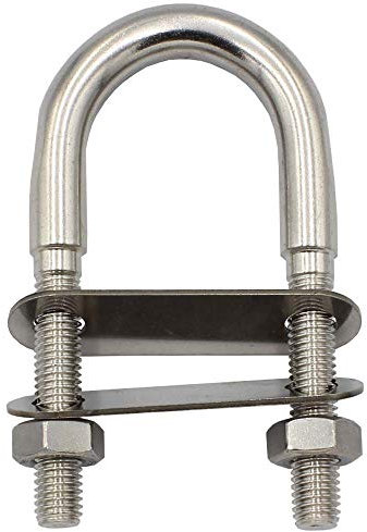 U-Bolzen mit 2 Platten und 2 Muttern DIN934 M10 X 55 mm - (2 Stück) - Edelstahl A4 - Bügelbolzen, Gewindebügel I BOOTSTEILE BRAUER®