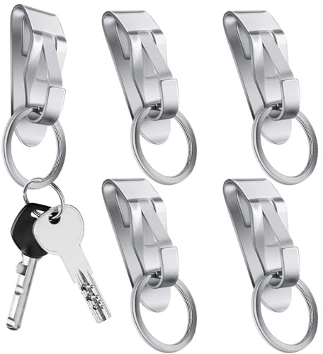 Portachiavi con Clip per Cintura, 5pcs Portachiavi in Acciaio Inossidabile Staccabile Per Accendini e Coltelli Svizzeri, Clip Portachiavi da Cintura Può Essere Appeso a una Cintura o una Borsa