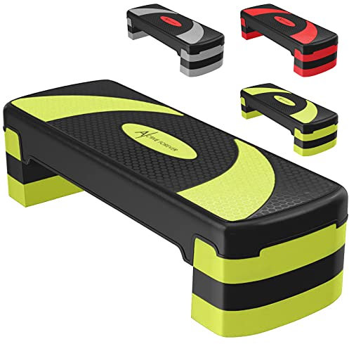 ACTIVE FOREVER Stepper für Übung 3-Stufen, Aerobic Stepper Board und 3 höhenverstellbar 10cm/15cm/20cm, rutschfeste Fitness Stepper Ausrüstung für Übung Workout Home Office, 78×30 cm (Schwarz Rot)