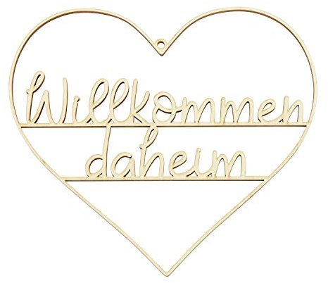 LAUBLUST Türkranz Willkommen Daheim - Holz, ca. 25 x 22 cm - Tür & Wand-Deko | Geschenk für Freunde & Familie