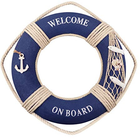 Fangoo Decoración náutica de anillo salvavidas – 30 cm, decoración de boya salvavidas de playa, arte de pared para el hogar