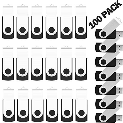EASTBULL 128MB Bulk Flash Drives 100 Pack USB 2.0 Flash Drive Bulk USB Drive Storage Flash Drive Pack (Black, 100 Units)