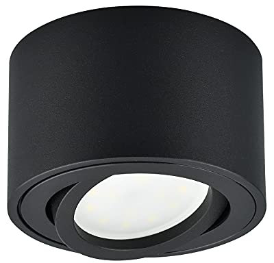 KYOTECH Spot LED Orientable en Saillie Ø80x50mm Plafonnier Apparent avec Module 5W Remplaçable 3000K Blanc Chaud 400LM Downlight noir