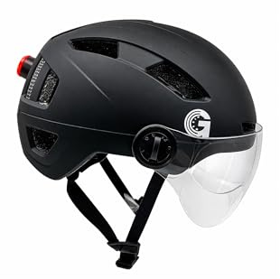 UrbanGlide Casque LED avec visière – Casque Taille M avec éclairage intégré et Protection renforcée