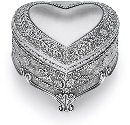IGNPION Herzförmige Metall Schmuckschatulle Hochzeit Souvenir Geschenk Schmuckkästchen Herzförmige Vintage Geschnitzt Schmuckbgox für Ringe,Ohrringe,Halskette