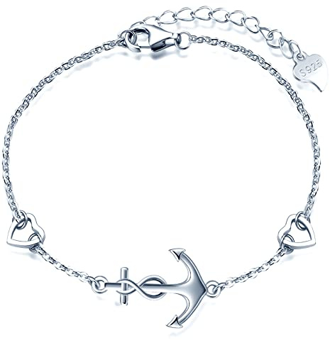 MicLee 925 Sterling Silber Damen Anker Armband Unendlichkeit Herz Armreif Armkette Schmuck für Frauen Mutter