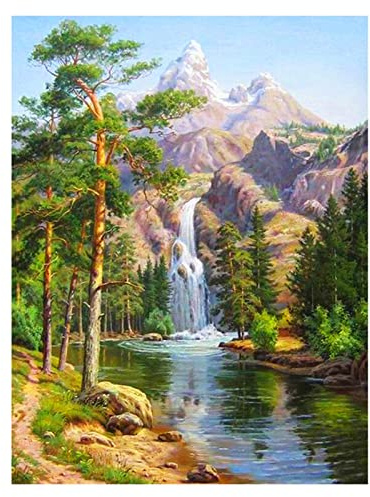 Cukol Kit Punto Croce Paesaggio, Punto Croce Kit da Ricamare, Disegni Kit Quadro Quadri Punto Croce Prestampato Completo Stampati Prestampati Schemi per Principianti Bambini Set Kit Ricamo Ricami