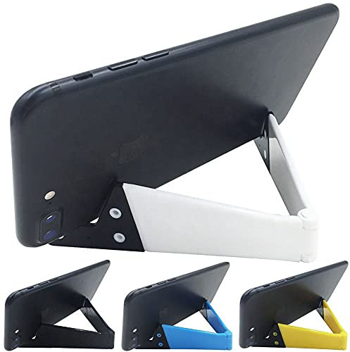 VOVIGGOL Portable Mobile Phone Stand for Desk 4 Pack, Foldable Pocket Travel Desk Phone Holder, Upgrade Universal V Smartphone Kickstand Mount Compatible with iPhone iPad Tablet Kindle Android