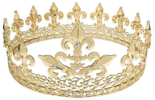 King - Corona o decoración de fiesta para hombre, corona medieval real dorada para cosplay, regreso a casa, decoración de fiesta de graduación (dorado)