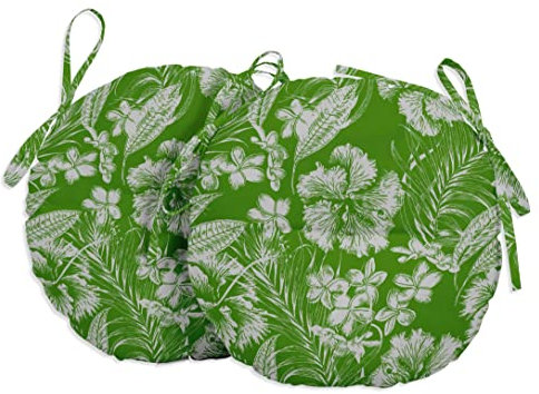 Vargottam Indoor/Outdoor Round Bistro Chair Cushions Block Print 15,inch Bistro Chair Pads Waterproof Seat Chair Cushion for Home/Office- Set of 2 (Vert Poirier)