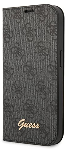 Guess GUBKP14LHG4SHK Hülle für iPhone 14 Pro 6,1 schwarz/Black Book 4G Vintage Gold Logo