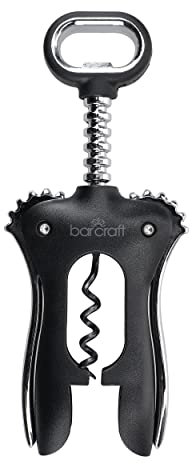 Bar Craft Sacacorchos con alas de doble mango, negro, cardado
