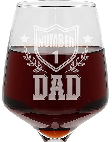 Regalo per papà numero 1 papà divertente inciso grande bicchiere da vino mondi miglior regalo n. 1 papà per padri inciso bicchiere da vino 400 ml