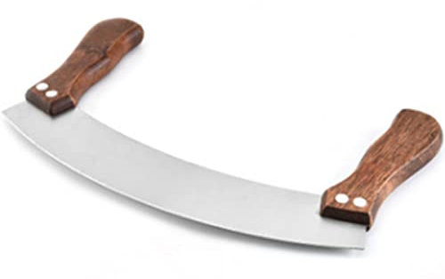 Trancheuse À Pizza Pizza Rocker Cutter Couteau Cuisson Cuisine Service Trancheuse Outil avec Double Poignées en Bois Outils De Coupe Accessoires Pizza Cutters