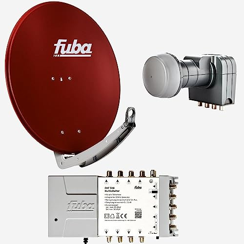 Fuba Sat Anlage 8 Teilnehmer | DAA 780 R Satellitenschüssel 80cm Alu Rot + Quattro LNB + Sat Multischalter (DVB-S2, HDTV, UHD 4K/8K, 3D) - Testergebnis: Ausgezeichnet
