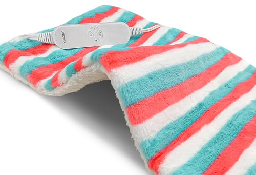UNOWIX XL Electric Heating Pad for Back Pain Relief - 12 Heat Levels, 8 Timers, Moist Heat Option, Cute Plush Heat Pad, Gifts for Women, Men, Mom, Dad, Machine Washable-Rainbow-L(12 x 24)