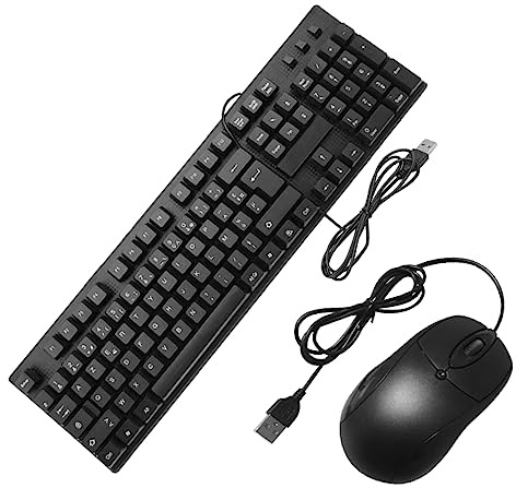 Gatuida USB Wired Keyboard and Mouse Combo 104 Keys Abs Material with Built-in Number Pad USB Powered for Desktop Computer Work and Gaming Use