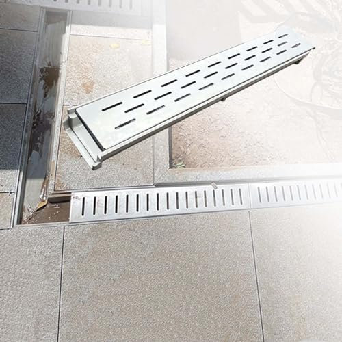 entwässerungsrinne flach Drainageabdeckungen für den Außenbereich zum Aufhalten von Laub, Resin Mannloch Garten Drain System mit Rost, Gully Gitter für Garage Hofwe Terrassen Küche ( Color : 4pcs , Si