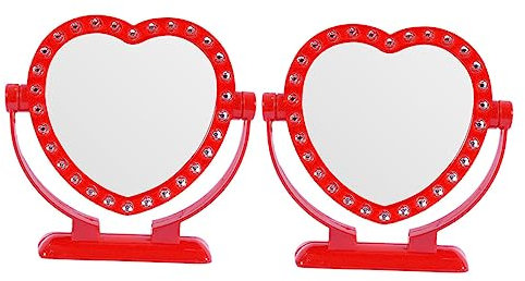 minkissy 2stücke Vintage Herzform Make-up Spiegel Einseitige Desktop Spiegel Für Tisch Badezimmer Schlafzimmer Kosmetik Und Mehr