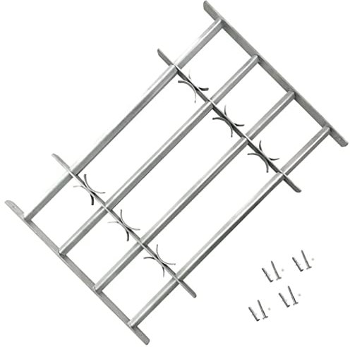 Grate per Finestre Regolabili 4 Barre Trasversali 500-650 mm-Materiali da Costruzione (6,15KG)