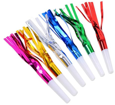 SYEYCW 36 Pcs Colorful Noise Makers, Party Horns Blowers for Adults and Kids, Glitter Metallic Fringed Party Whistles, Graduation Party Noise Maker, for Birthday Party, New Years, Party Favor Supplies