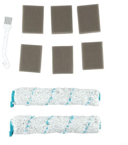 snowchecking Ersatzteile Saugwischer-Set Zubehör mit Bürste, Walze, Filterschwämme, Reinigungsbürsten für Leifheit Akku-Saugwischer, vielseitige Kompatibilität, starke Struktur