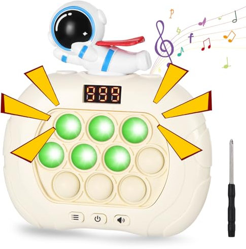 Xaosin Pop It Elettronico Astronauta Popit Elettrico con Schermo a LED Fidget Toys Quick Push Bubble Game Giocattolo Portatile 6 Modalità di Gioco Giocattolo Antistress per Bambini e Adulti
