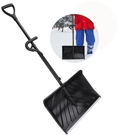 BBQ-PLUS Snow Shovel for Car Driveway Garage Sidewalks Backyards Snow Removal, Heavy Duty Ergonomic Shovel Tool with Double Handles, 22 Inches Large Capacity Shovel (Black)