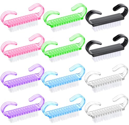 HJZHII Set di 12 spazzole per unghie con manico, per unghie, per la pulizia delle unghie, per la pulizia delle unghie, per pedicure