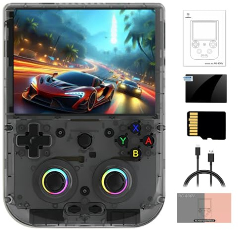 Meiurlex RG406V Retro Handheld Spielkonsole 256G TF-Karte 9000+Spiele, 5,48 Zoll IPS Touchscreen Unisoc T820 Android System Videospiel Player, Unterstützt WiFi & Bluetooth ((4+128G)+256G)