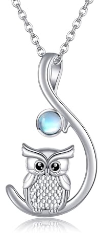 ONEFINITY Eule Halskette für Frauen 925 Sterling Silber Eulen-Anhänger Mondstein Halskette Eulen Schmuck Geschenke