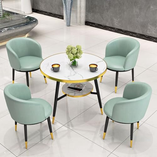 DSeenLeap Empfangstisch und Stühle, Esstisch und Stuhlset, Couchtisch für Business-Konferenzräume, platzsparend, geeignet für Lounge, Wohnzimmer (grün, Einheitsgröße)