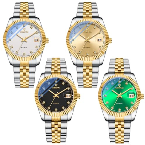 JewelryWe Herren Automatik Armbanduhr Edelstahl Armband Skelett Uhr Automatikuhr Vatertagsgeschenk
