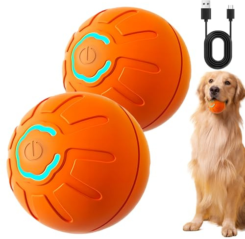 ComedyKing Hundespielzeug Ball Elektrisch, 2025 Neu Magic Ball für Hunde, Automatisch Ball Hund Interaktives Hundespielzeug, Interaktiver Spielball für Hunde, USB Wiederaufladba (Orange*2)