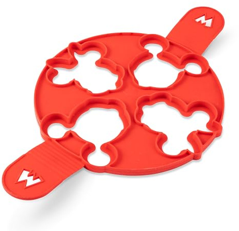 PRESTIGE Disney - Molde de silicona para panqueques, grande, color rojo con Mickey y Minnie