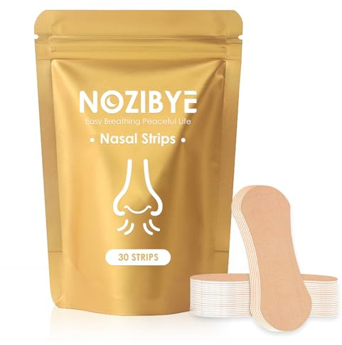 Nozibye Nasenpflaster, Schnarchstopper Anti Schnarch Nose Strips (30 Stück, Hautfarbe) - Bequeme & Atmungsaktive Nasenpflaster Schnarchen für Schnarcher, Extra Starker Halt, Passt für Meisten Nasen
