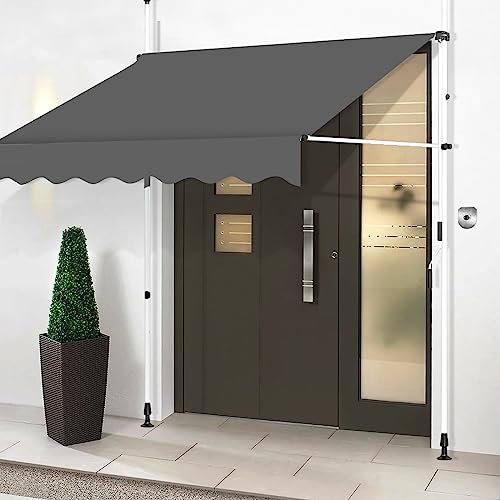 Outdoor Terrassenüberdachung Markise mit Handkurbel Höhenverstellbar Sonnenschutz für Garten Balkon Freistehende Türmarkise für Schutz und Stil