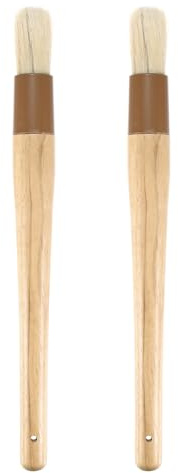 M METERXITY 2-Pack Pastry Brush, Round Wooden Handle Natural Bristle Basting BBQ Oil Brush for Cooking/Barbecue/Kitchenh [1.2]