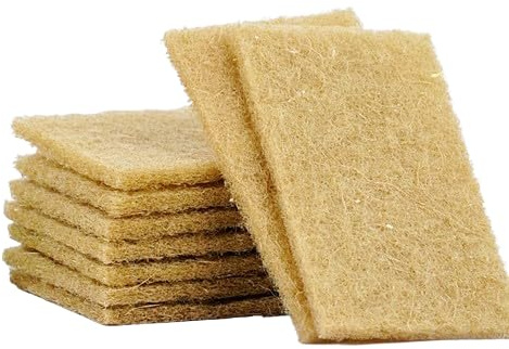 Nvzi 10 estropajos naturales antiarañazos de celulosa multiusos para limpieza, sisal, 15 x 10 cm