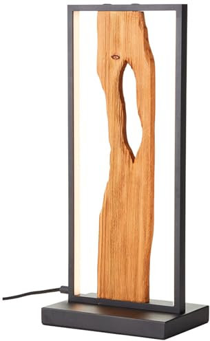 A.S. Création LED Tischleuchte in Braun Schwarz aus Holz - Moderne Lampe Lichtfarbe Warmweiß DD128611 - Landhaus Innenleuchte - 15cm (B) x 50cm (H)