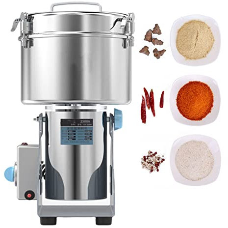 2500g Kommerziell Elektrische Getreidemühle Mühle Swing Type Kräutermühle Edelstahl Mehlmühle Kornmühle Kaffeemühle Maschine Für Feines Mehlpulver Zum Schleifen Bohnennuss Gewürz Pfeffer Kaffee(304 st