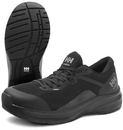Helly Hansen Barcode Low AL EH Safety Toe Shoes for Men - Lightweight Work Shoe - Slip-Resistant Outsole - Aluminum Safety Toe - Breathable Engineered Mesh - 990 Black - 10.5