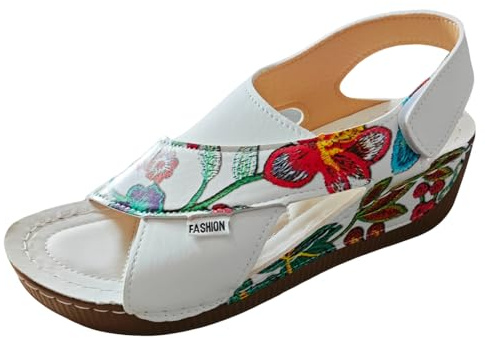 Generisch Sandales d'été pour femme - Pieds larges - Sandales de plage - Pieds nus - Sandales d'été confortables et élégantes - Respirantes - Pour les loisirs - Orthopédiques - Chaussures ouvertes