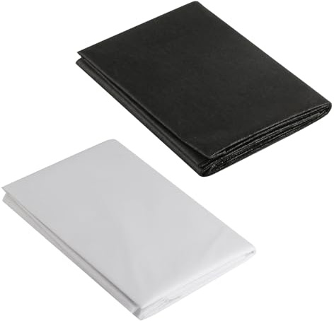 XiangJunly Pack of 4 100 x 200 cm Ironing Fleece Fabric for Reinforcing, 55 g/m² Insert, Non-Woven Fabric for Ironing, Iron-On Black and White, Non-Woven Ironing Insert for Sewing Crafts Crafts