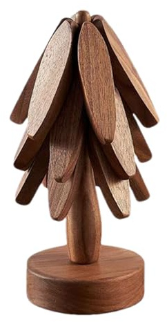 Dessous de plat – Dessous de plat pour plans de travail de cuisine | Coussinets résistants à la chaleur | Dessous de plat en bois | Tapis de table en bois à motif d'arbre | Tapis de cuisine en bois