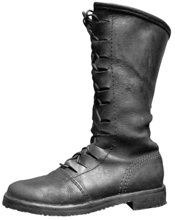 2025 Bottes mi-mollet pour homme, style médiéval, bottes en cuir pour homme, coupe large, confortables et durables, chaussures courtes, Noir , 38 EU